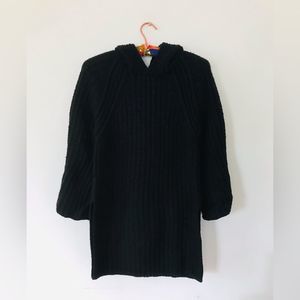 Anthropologie Moth Black Chunky Knit 3/4 Balloon Sleeve tunic sweater Size XS